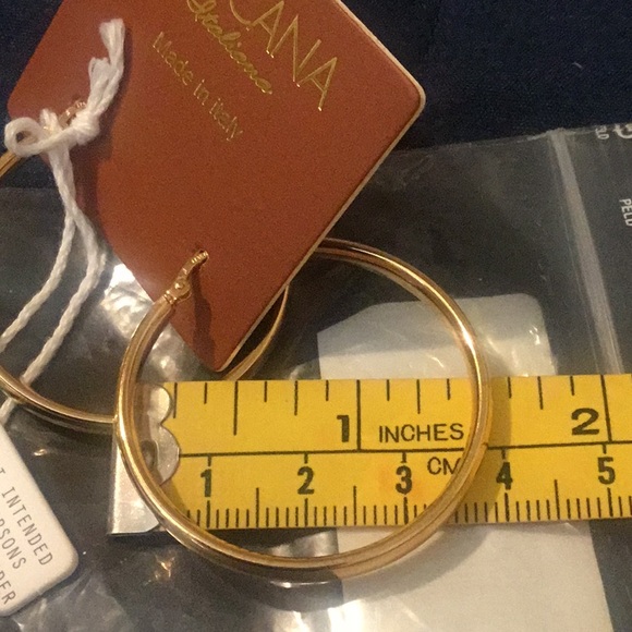 NWOT Toscana Italian 18k Gold Plated Large Hoop Earrings In Box - Picture 8 of 9